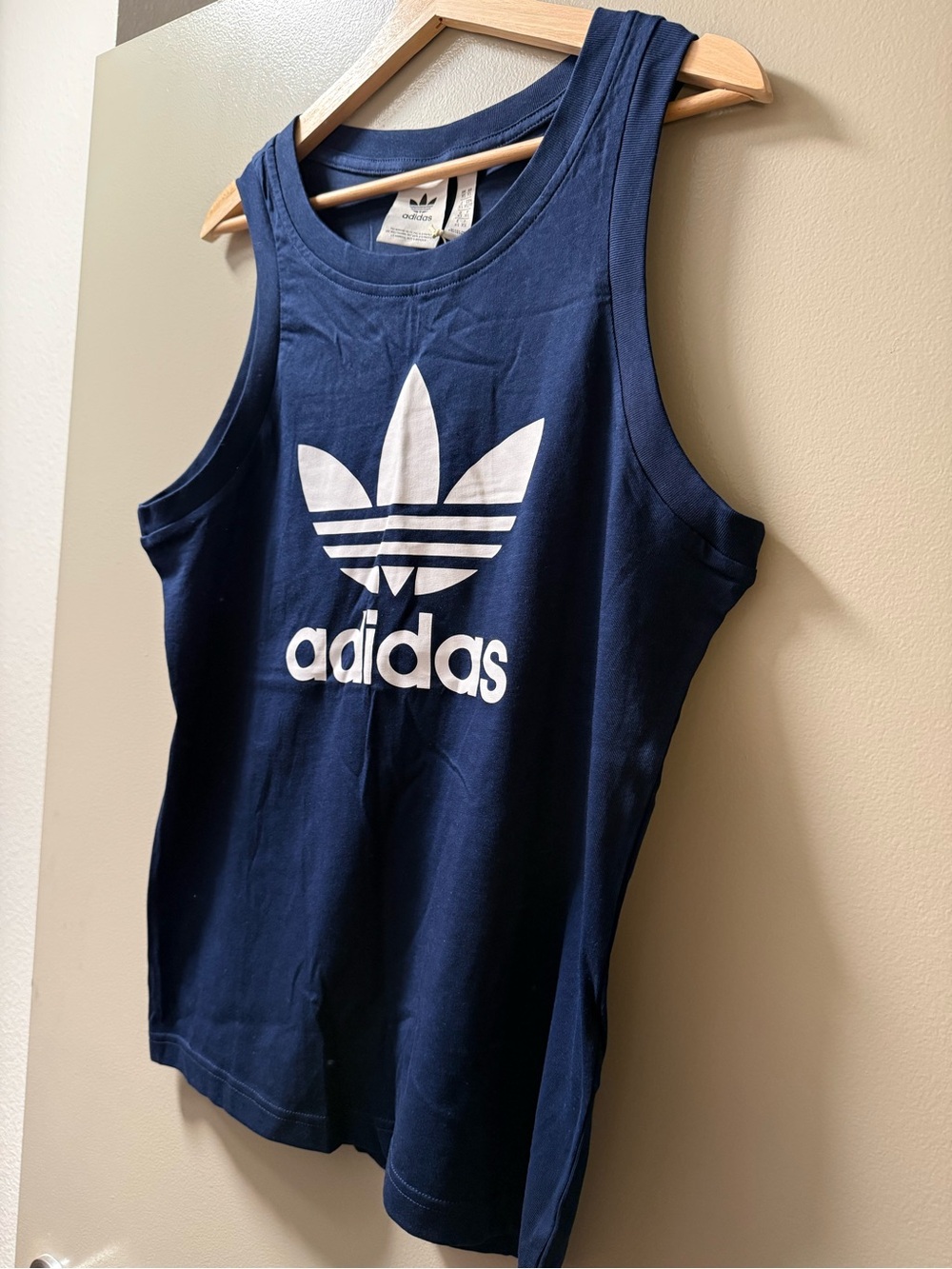 adidas Navy Blue Tank with White Trefoil Logo